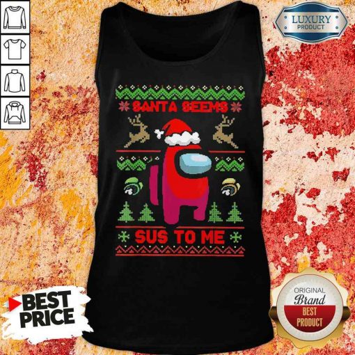 Awesome Among Us Santa Seems Sus To Me Ugly Christmas Tank Top-Design By Soyatees.com