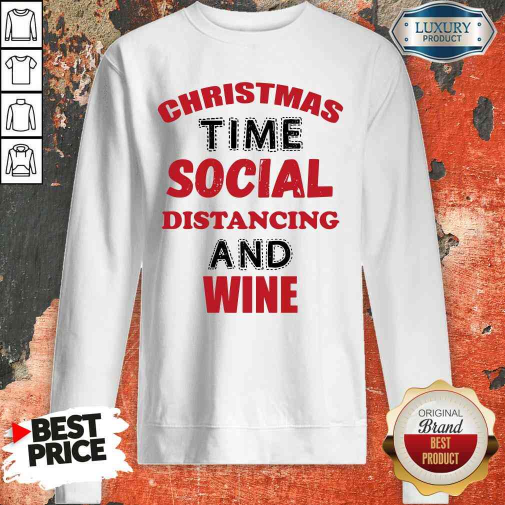 Awesome Christmas Time Social Distancing And Wine Red Black Sweatshirt-Design By Soyatees.com