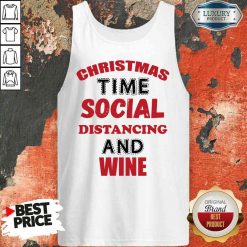 Awesome Christmas Time Social Distancing And Wine Red Black Tank Top-Design By Soyatees.com