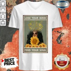 Awesome Easily Distracted By Music And Sunflowers Lose Your Mind Find Your Soul Poster V-neck-Design By Soyatees.com