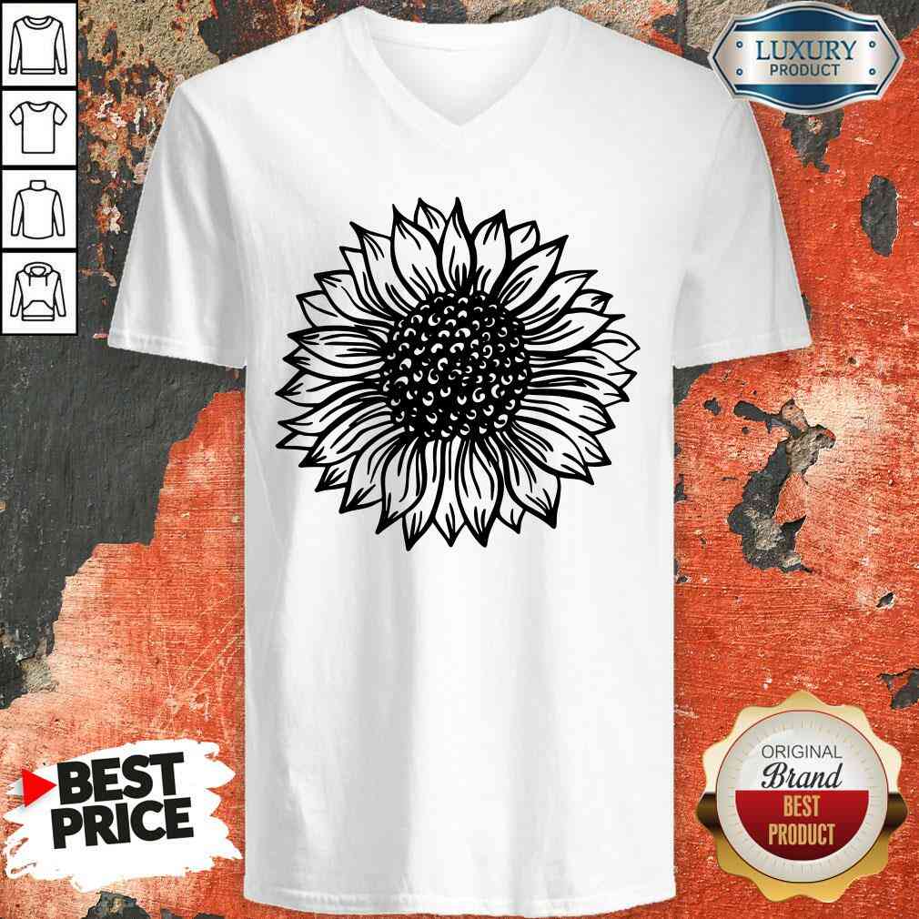Awesome Sunflower Black And White V-neck-Design By Soyatees.com
