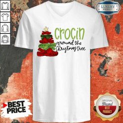 Funny Crocin Around The Christmas Tree V-neck-Design By Soyatees.com