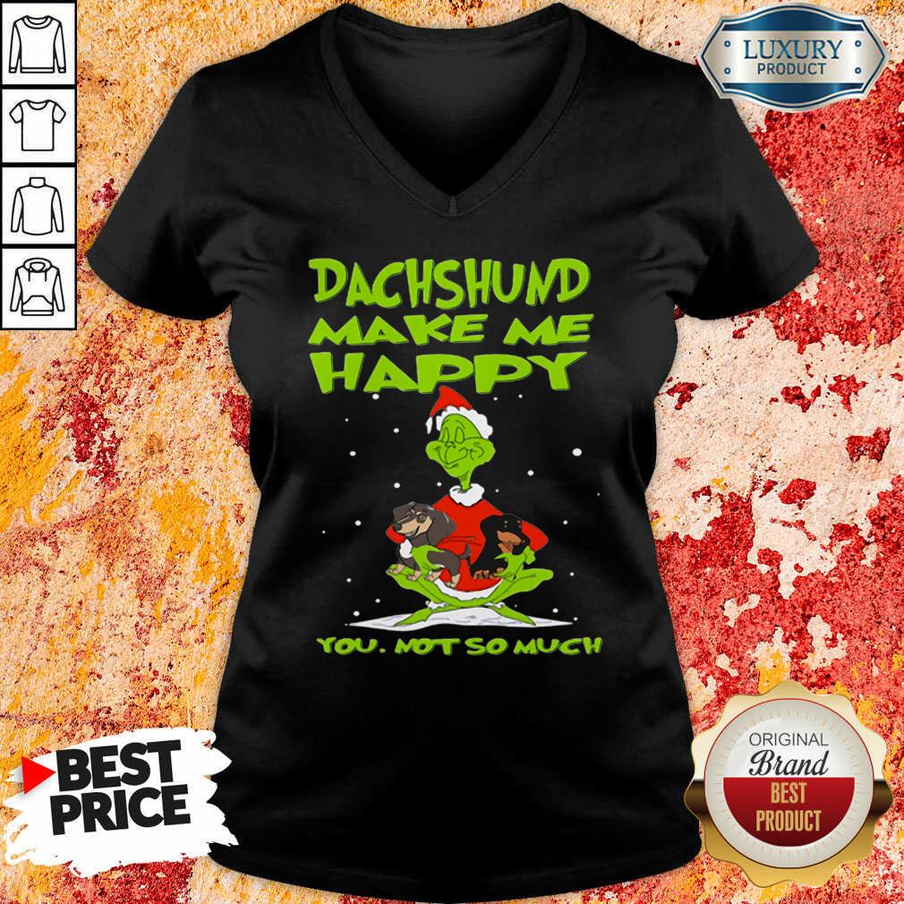  Grinch And Dachshund Make Me Happy You Not So Much Christmas V-neck-Design By Soyatees.com