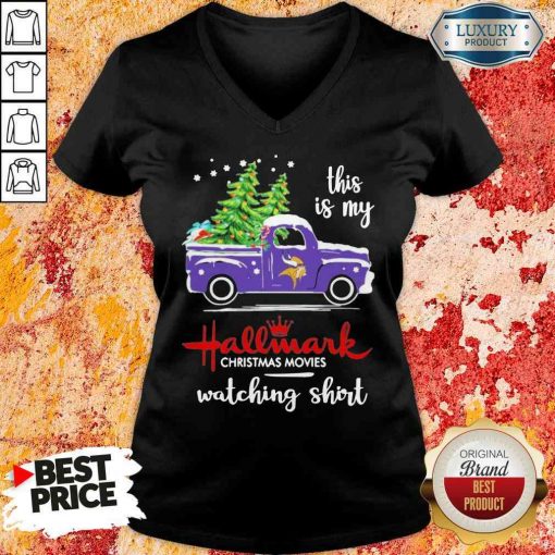 Funny Minnesota Vikings This Is My Hallmark Christmas Movies Watching V-neck-Design By Soyatees.com