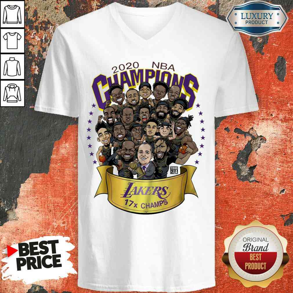 Good 2020 Nba Champions Los Angeles Lakers 17 Champs Cartoon V-neck-Design By Soyatees.com