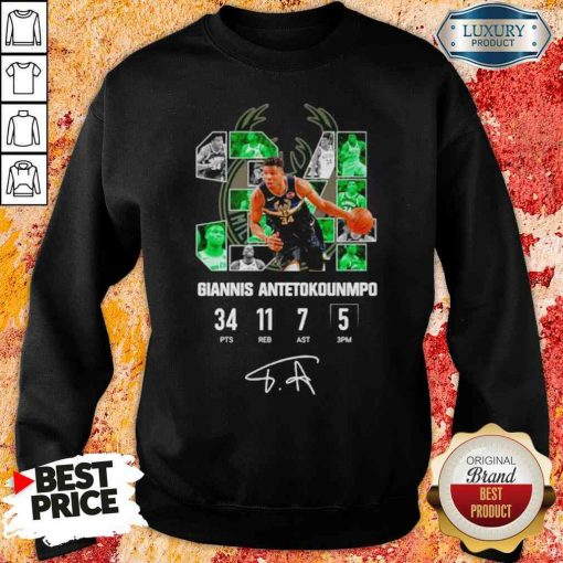 Good Milwaukee Bucks Giannis Antetokounmpo 34 Signature Sweatshirt-Design By Soyatees.com