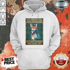 Happy Cat Flight Attendants Easily Distracted In A World Full Of Princess Be A Flight Attendant Who Loves Cats Hoodie-Design By Soyatees.com