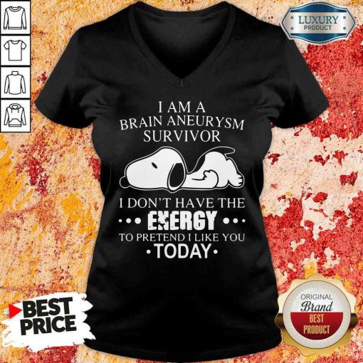 Happy Snoopy I Am A Brain Aneurysm Survivor Tee V-neck-Design By Soyatees.com