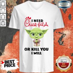 Baby Yoda I Need A Chick Fil A Or Kill You I Will V-neck-Design By Soyatees.com