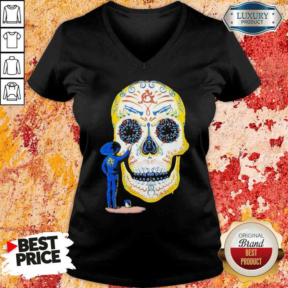 Hot Painter Sugar Skull And Music V-neck-Design By Soyatees.com