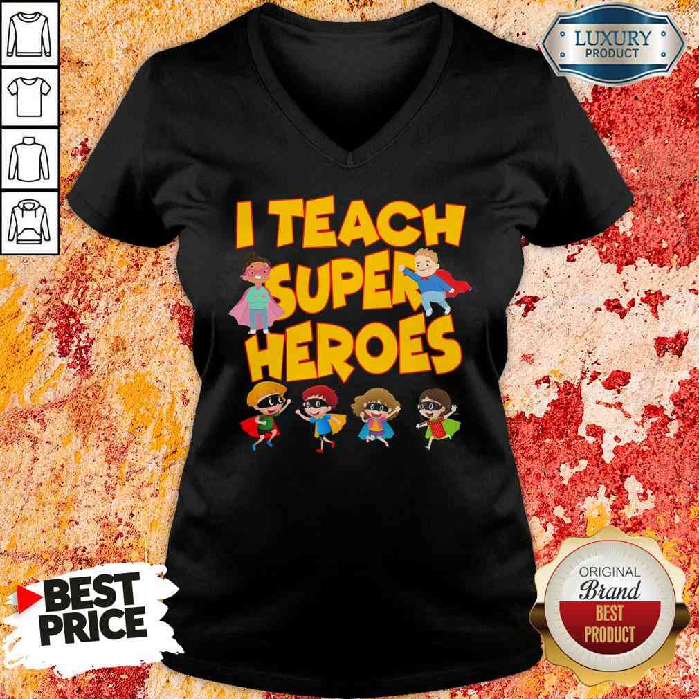 I teach Superheroes Chibi teacher Day V-neck-Design By Soyatees.com