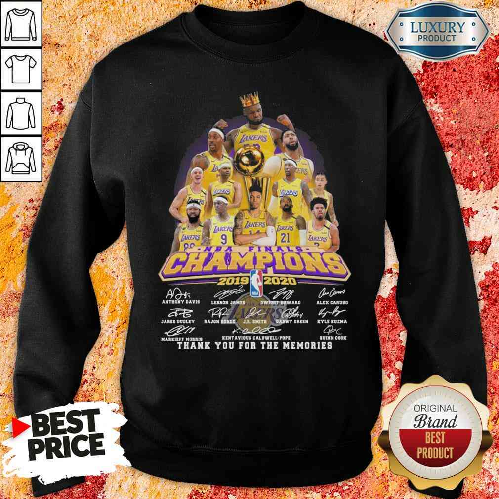 King Los Angeles Lakers NBA finals Champions 2019-2020 thank you for the memories signatures Sweatshirt-Design By Soyatees.com