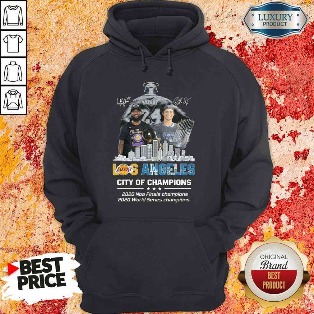 Kobe Bryant LeBron James Los Angeles Vs Corey Seager LA Dodgers City Of Champions 2020 Signature  Hoodie-Design By Soyatees.com