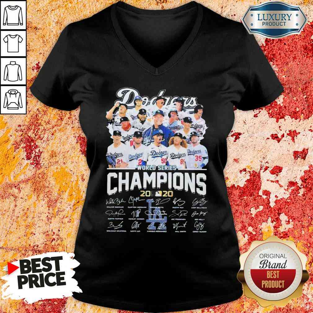 Los Angeles Dodgers world series Champions MLB 2020 signatures  V-neck-Design By Soyatees.com