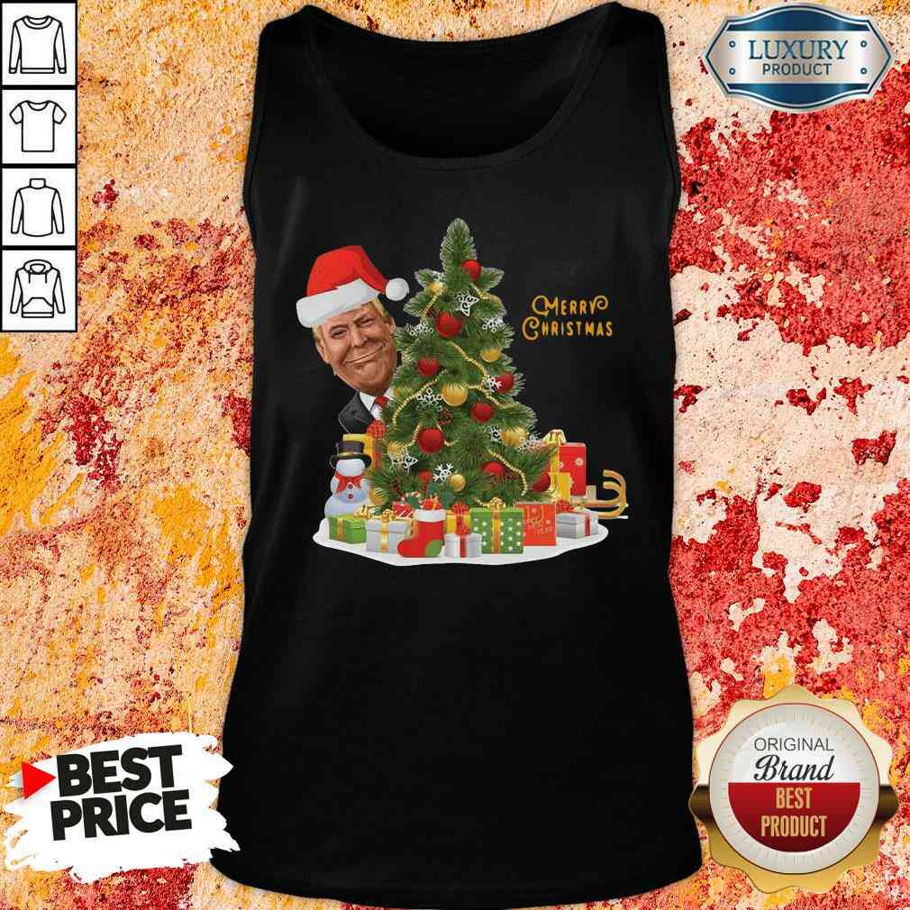 Nice Donald Trump Merry Christmas Tree Tank Top-Design By Soyatees.com