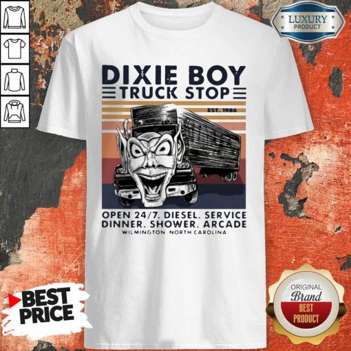 Vintage Dixie Boy Truck Stop Open 247 Diesel Service Dinner Shower Arcade Wilmington North Carolina Shirt "-Design By Soyatees.com