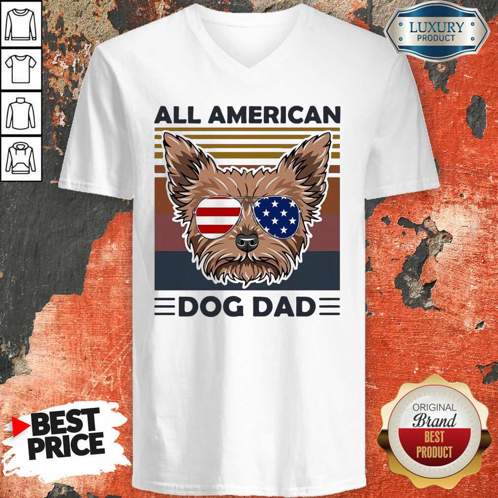  Yorkie All American Dog Dad Vintage V-neck-Design By Soyatees.com