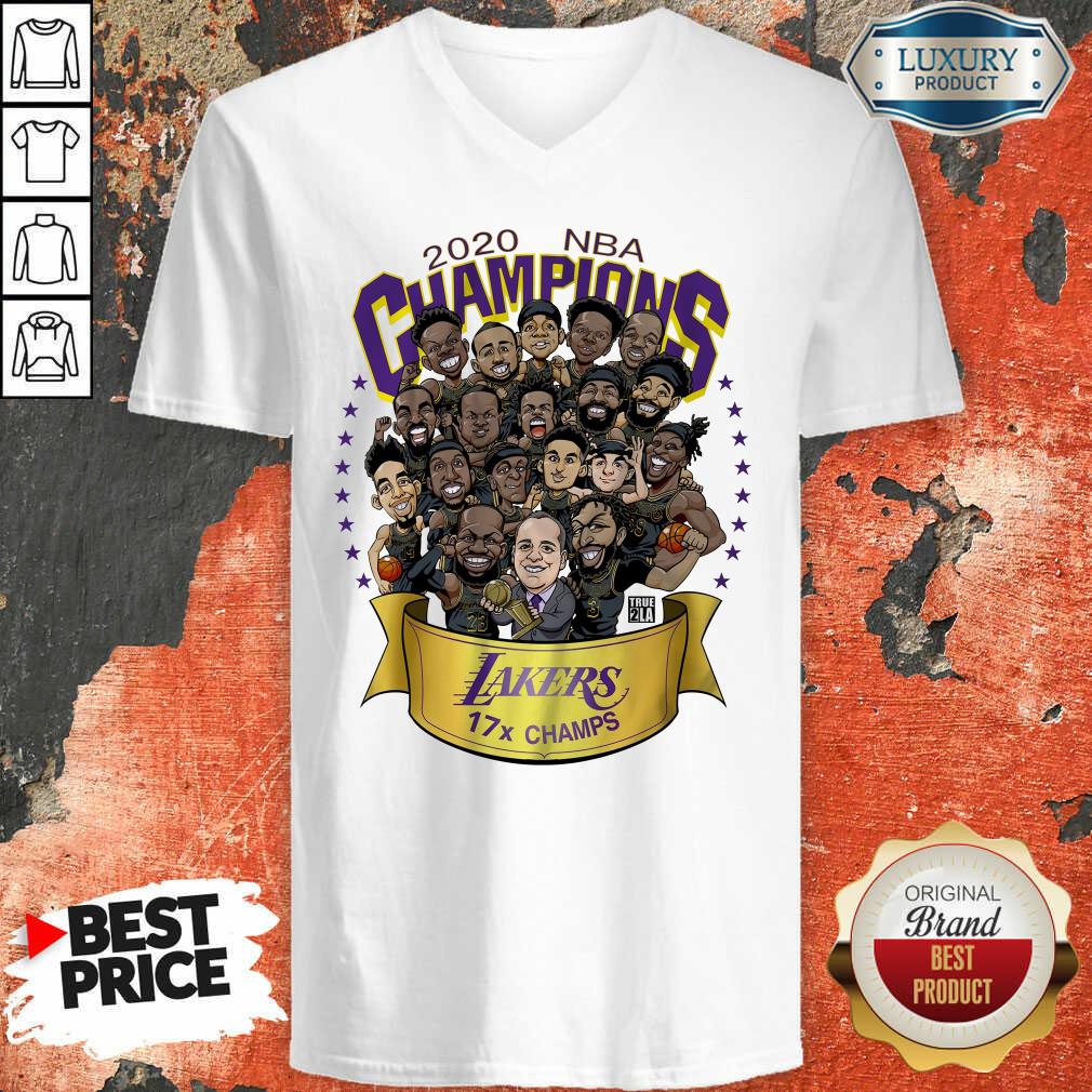  Nwt 2020 Nba Champions Lakers Cartoon V-neck-Design By Soyatees.com