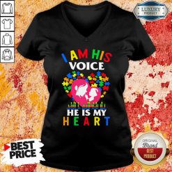 Perfect Autism I Am His Voice He Is My Heart V-neck-Design By Soyatees.com