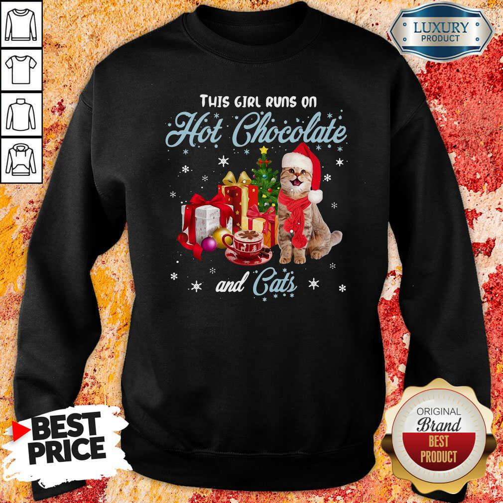 This Girl Runs On Hot Chocolate And Cats Christmas Sweatshirt-Design By Soyatees.com