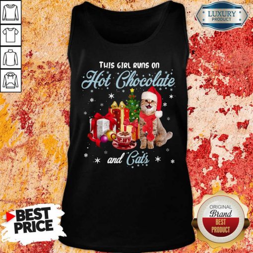 This Girl Runs On Hot Chocolate And Cats Christmas Tank Top-Design By Soyatees.com