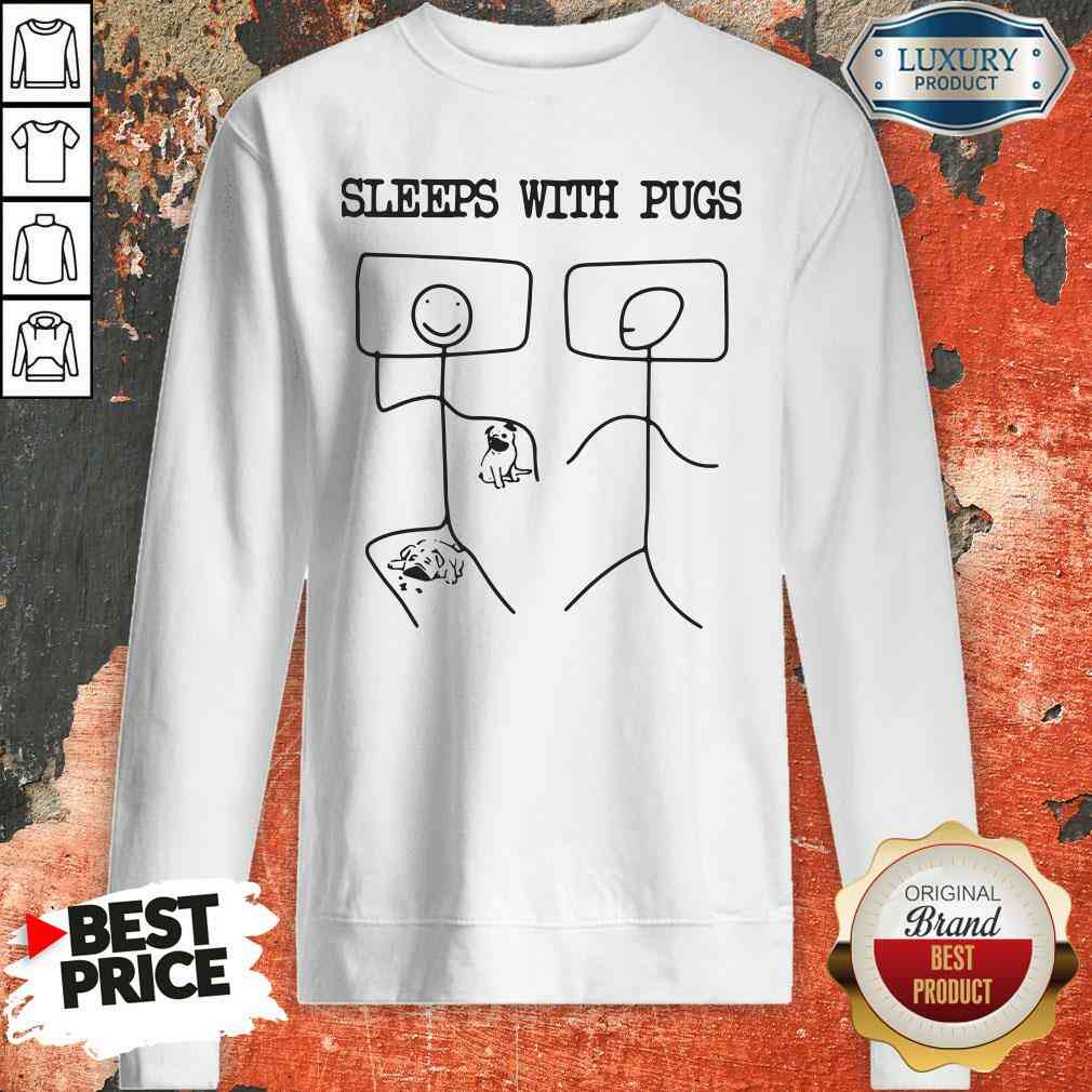 Premium Sleeps With Pugs  Sweatshirt-Design By Soyatees.com