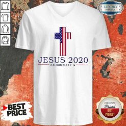 Pretty Jesus 2020 2 Chronicles 7 14 America Flag 2022 V-neck-Design By Soyatees.com