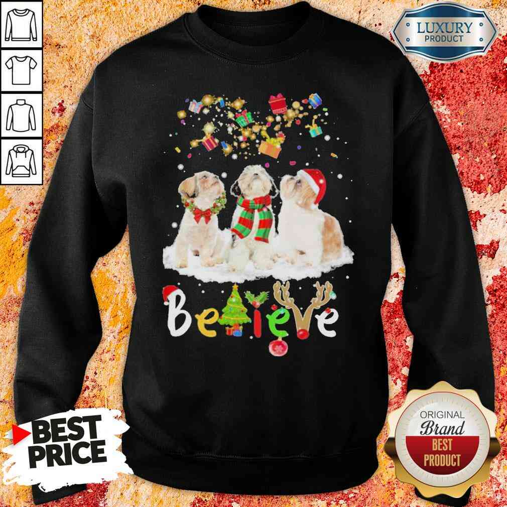  Pretty Shih Tzu Believe Christmas Sweatshirt-Design By Soyatees.com
