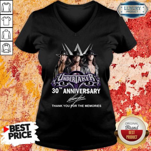 Undertaker 30Th Anniversary Signature Thank You For The Memories V-neck-Design By Soyatees.com