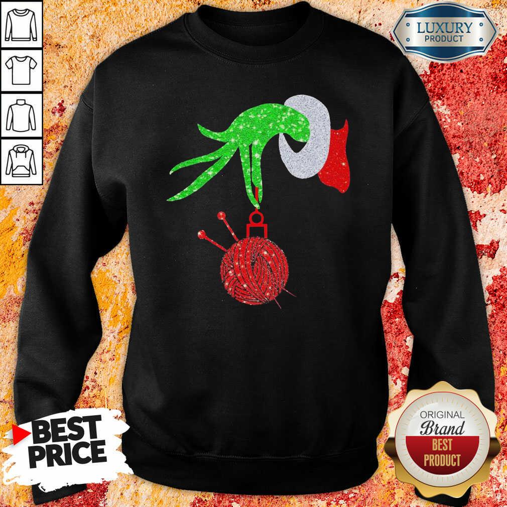 Top Grinch Hand Holding Crochet Merry Christmas 2020 Sweatshirt-Design By Soyatees.com