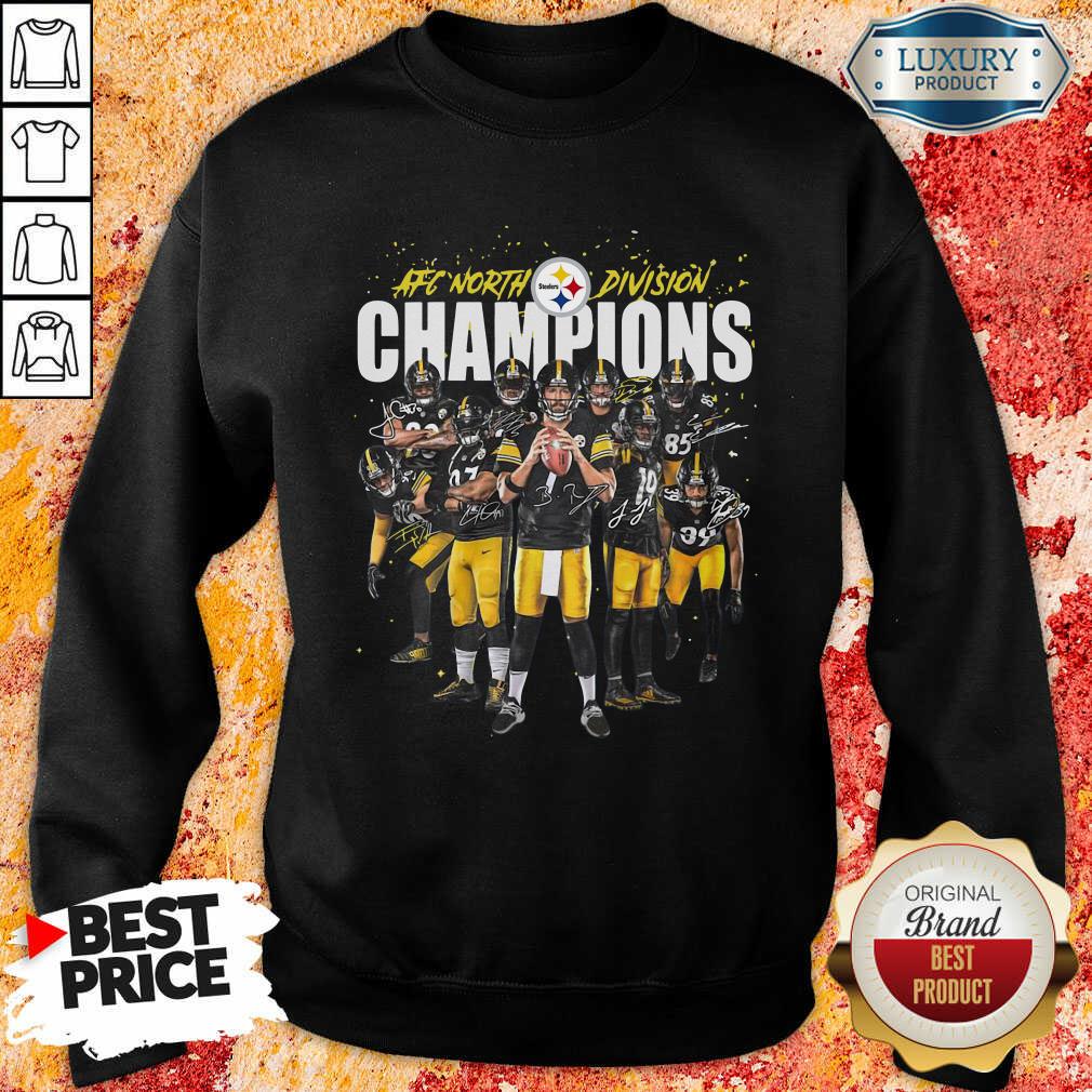 Pittsburgh Steelers Team Football Afc North Division Champions Signatures Sweatshirt - Desisn By Soyatees.com