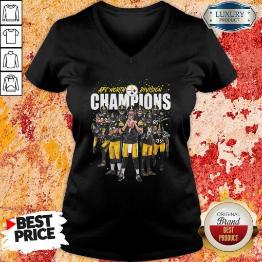 Pittsburgh Steelers Team Football Afc North Division Champions Signatures V-neck - Desisn By Soyatees.com