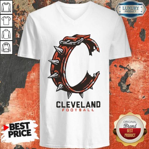 Logo Cleveland Football V-neck-Design By Soyatees.com