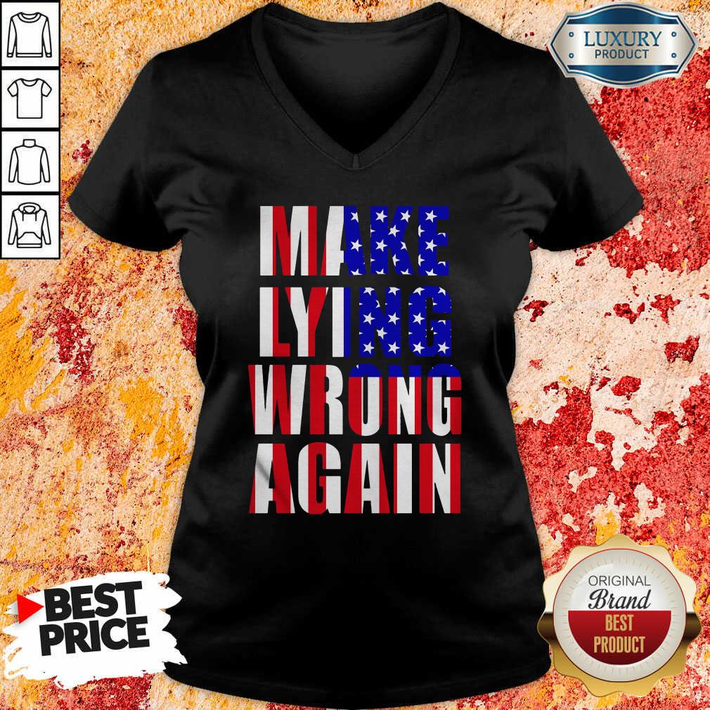  Make Lying Wrong Again American Flag V-neck-Design By Soyatees.com