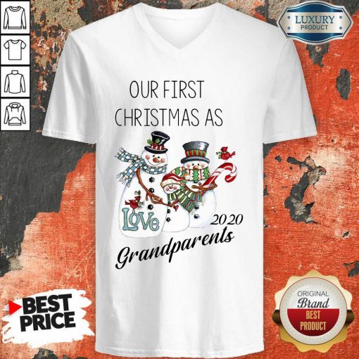 Snowman Our First Christmas Love 2020 Grandparents V-neck-Design By Soyatees.com