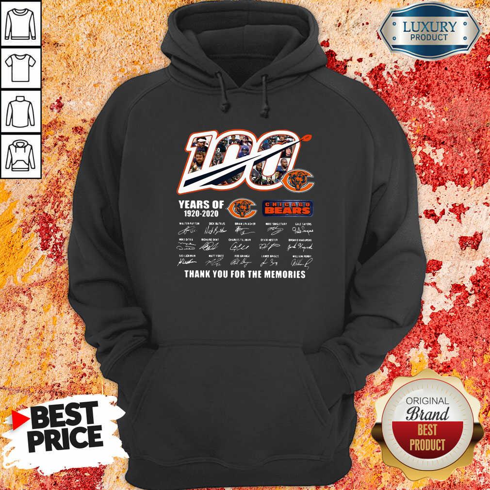  100 Years Of 1920 2020 Chicago Bears Thank For The Memories Signatures Hoodie-Design By Soyatees.com