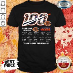 100 Years Of 1920 2020 Chicago Bears Thank For The Memories Signatures Shirt-Design By Soyatees.com