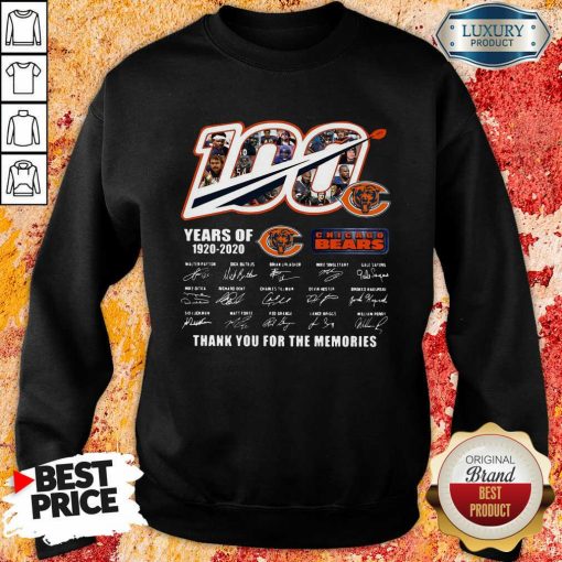 100 Years Of 1920 2020 Chicago Bears Thank For The Memories Signatures Sweatshirt-Design By Soyatees.com