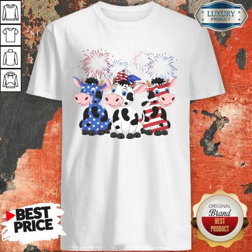 Cows Blue White Red American Flag Shirt-Design By Soyatees.com