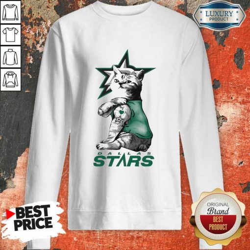 Tattoo Cat I Love Dallas Stars Sweatshirt-Design By Soyatees.com