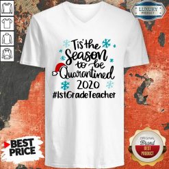 Tis’ The Season To Be Quarantined 2020 1St Grade Teacher Merry Christmas V-neck-Design By Soyatees.com