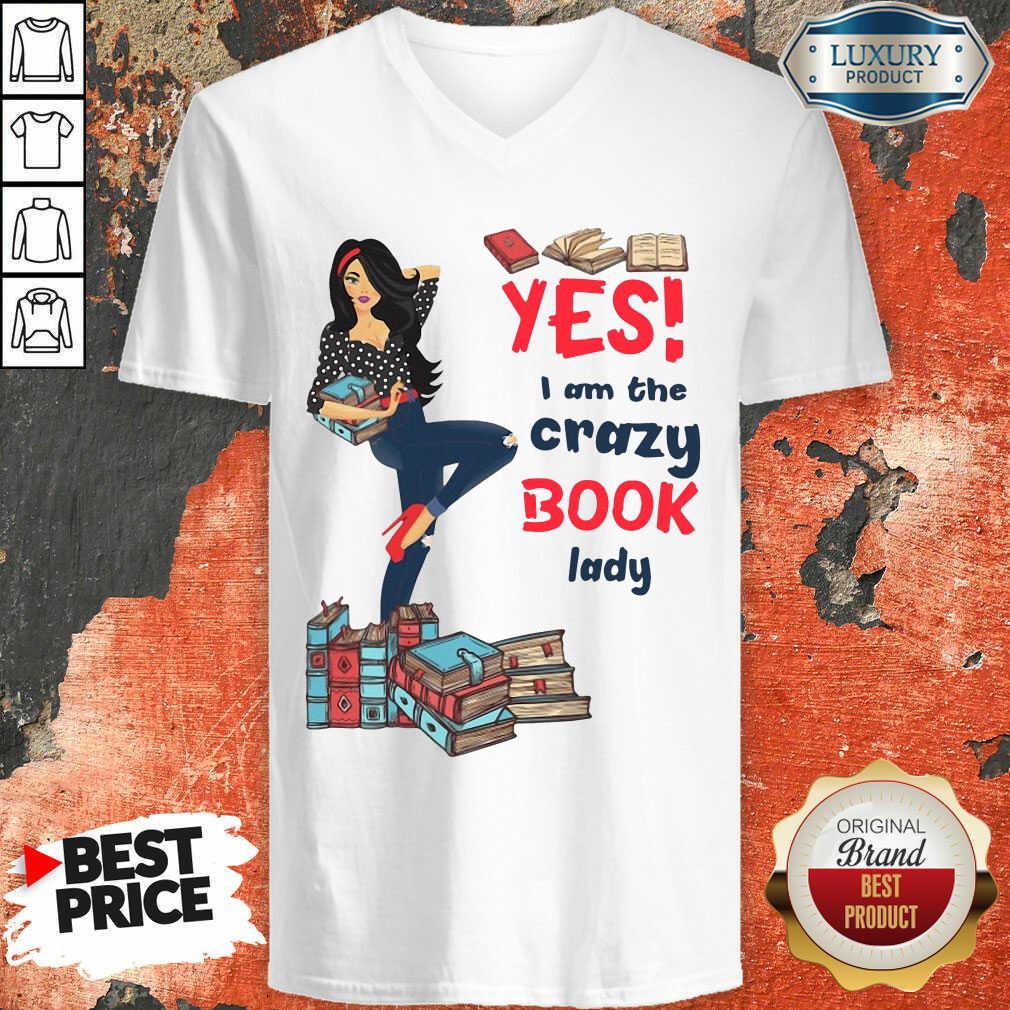 Yes I Am The Crazy Book Lady V-neck-Design By Soyatees.com