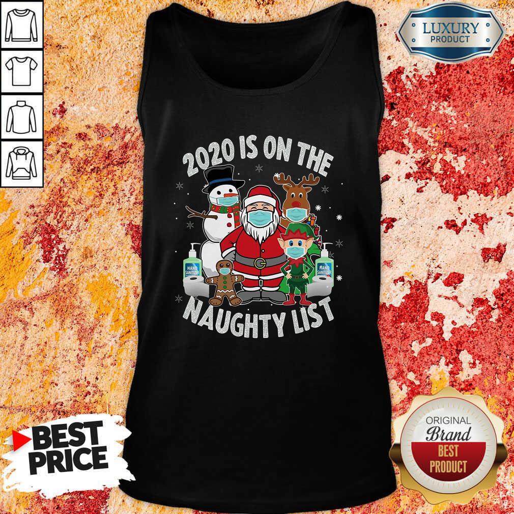 2020 Is On The Naughty List Santa And Friends Wearing Mask Christmas Tank Top-Design By Soyatees.com