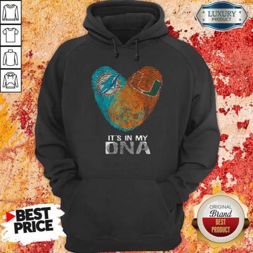 Dolphins Hurricanes It’S In My Dna Heart Fingerprints Hoodie-Design By Soyatees.com