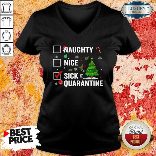 Naughty Nice Sick Of Quarantine 2020 Christmas V-neck-Design By Soyatees.com