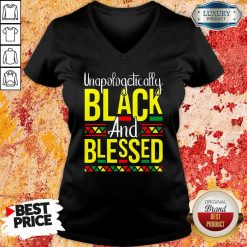 Unapologetically Black And Blessed V-neck-Design By Soyatees.com
