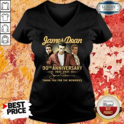 James Dean 90Th Anniversary 1931 2021 Thank You For The Memories Signature V-neck-Design By Soyatees.com