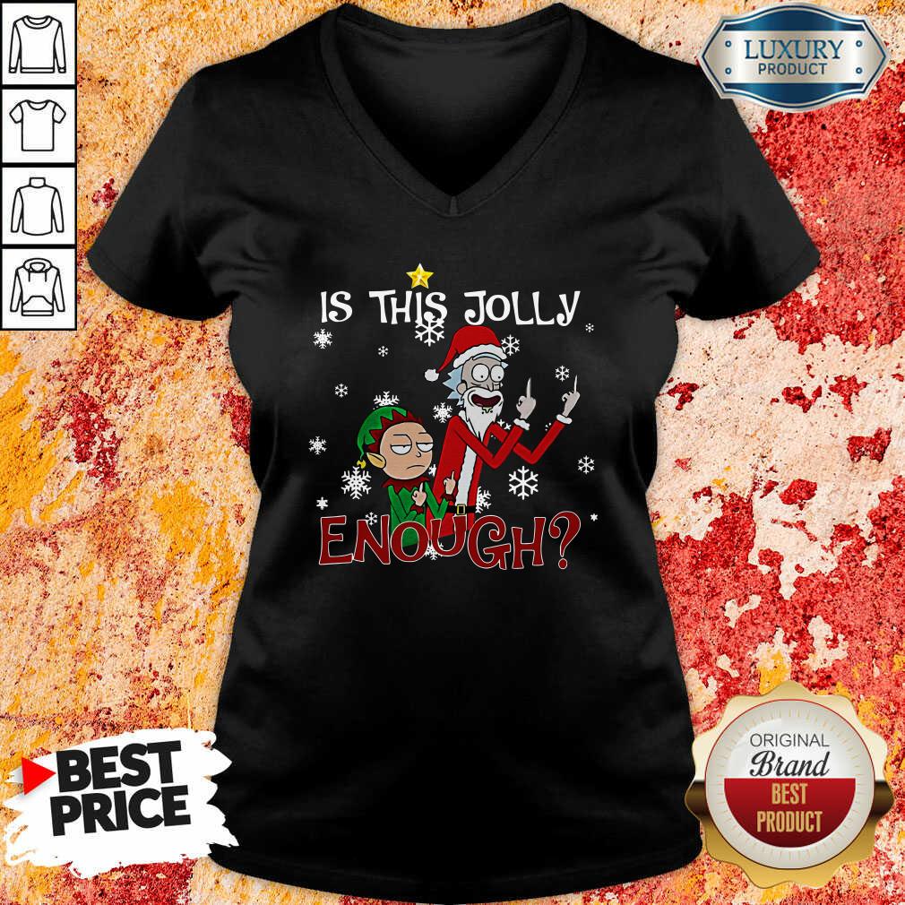 Rick And Morty Is This Jolly Enough Christmas V-neck-Design By Soyatees.com