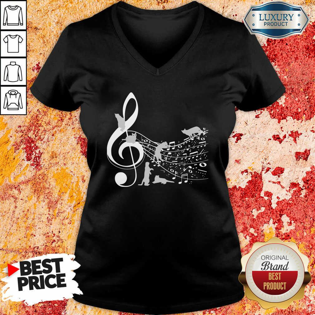 Cat And Note Music V-neck-Design By Soyatees.com