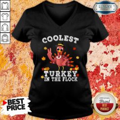 Coolest Turkey In The Flock Happy Thanksgiving V-neck-Design By Soyatees.com